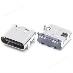 USB Type-C 母座 连接器  板上 90度 6PIN 单排全贴 四脚脚距4.18脚长1.0 L=7.35