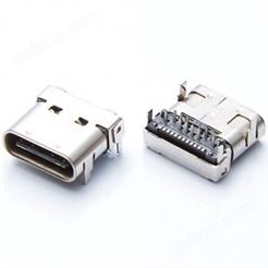 USB Type-C 母座 连接器  板上 90度 24PIN 前插后贴 四脚 脚长1.2 L=8.65 CL=2.0 雙殼板端接口